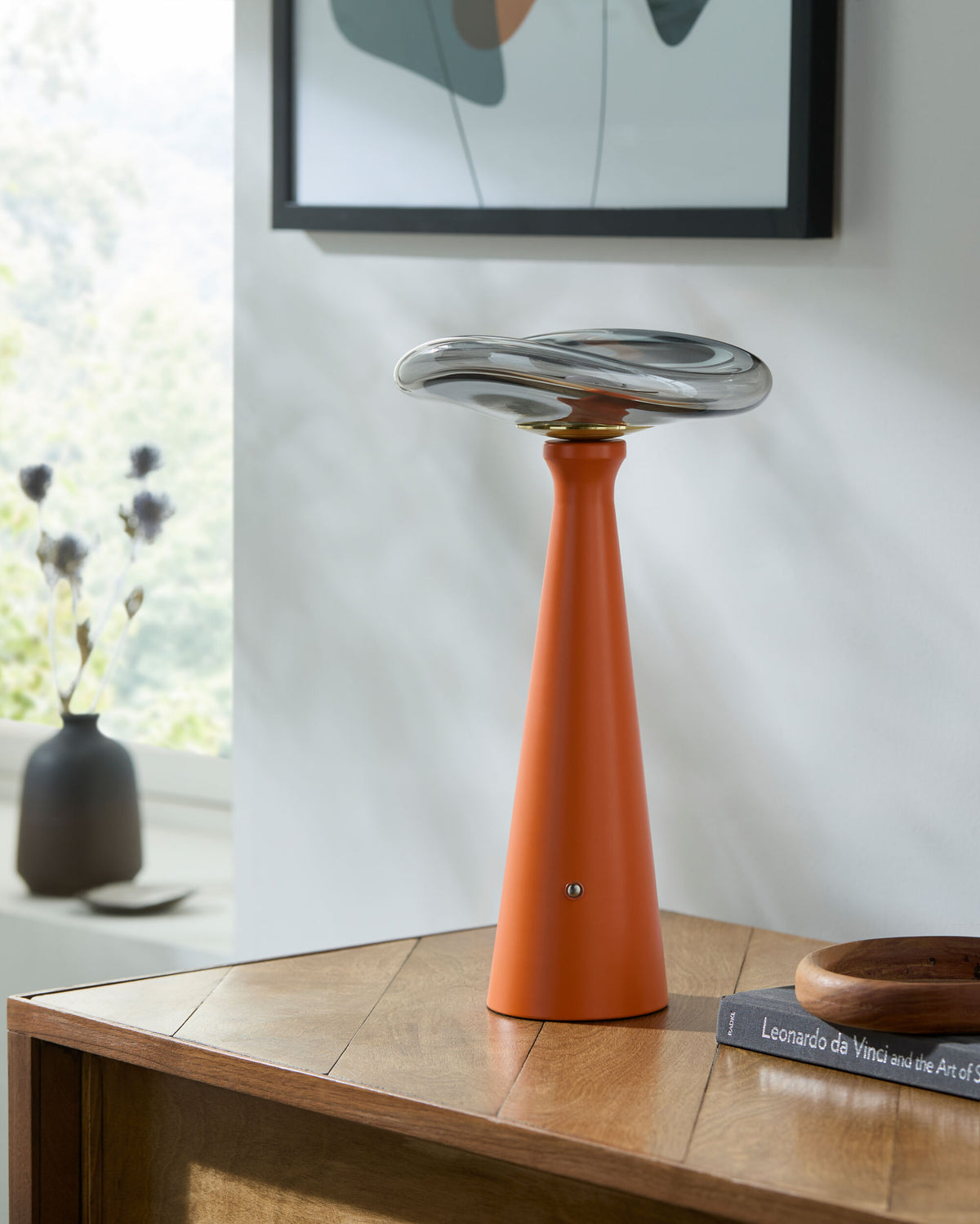 Mafra Cordless Mushroom Buffet Lamp styled in a room