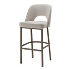 Beige bar stool with cushioned seat on a light gray background