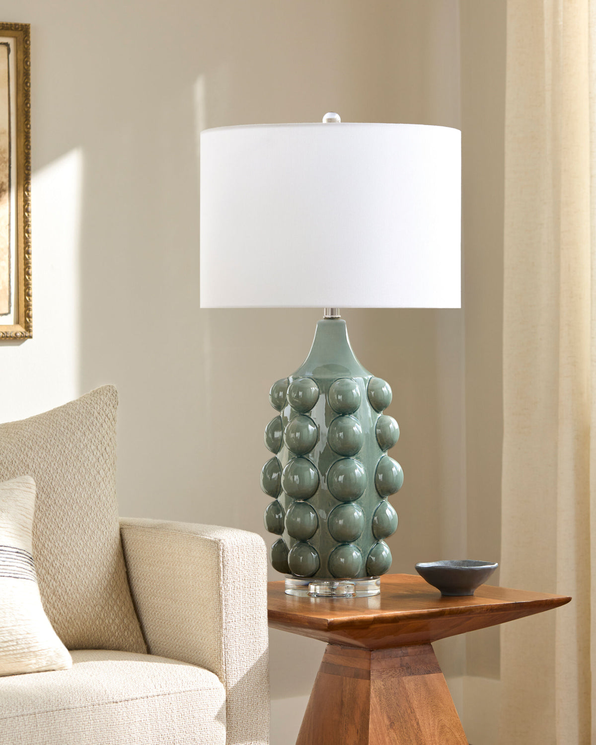 Island Bubbles Ceramic Table Lamp styled in a room
