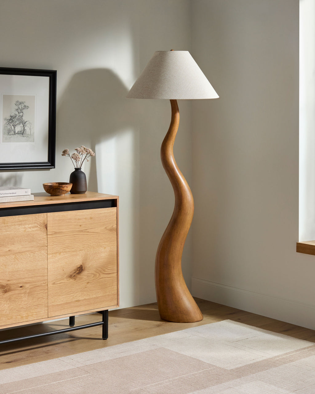 Ondine Sculptural Floor Lamp styled in a room