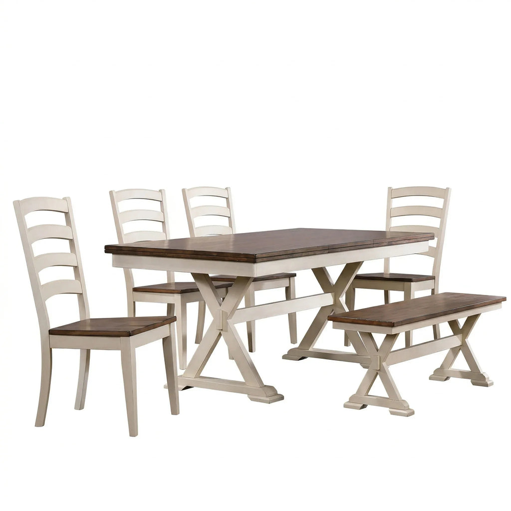 Dining set with table and four chairs on a white background