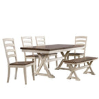 Dining set with table and four chairs on a white background
