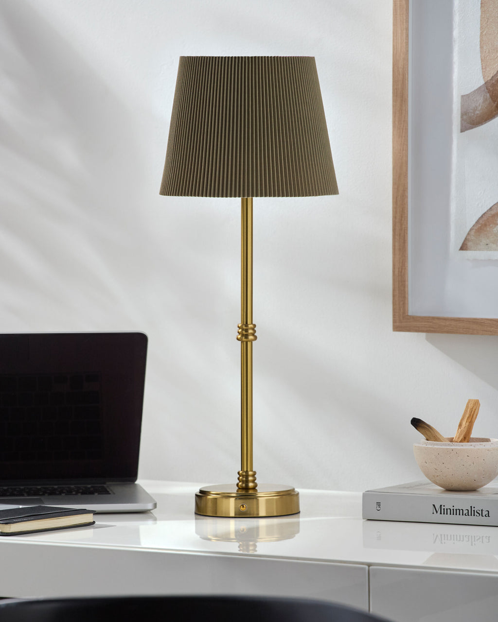 Parcey Cordless Buffet Lamp styled in a room