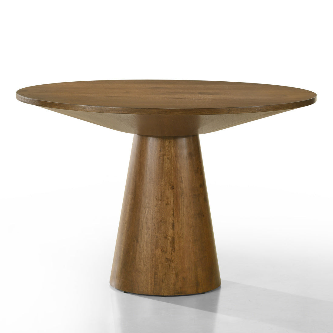 Wooden dining table on a white background