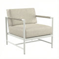 Beige armchair with white frame on a white background