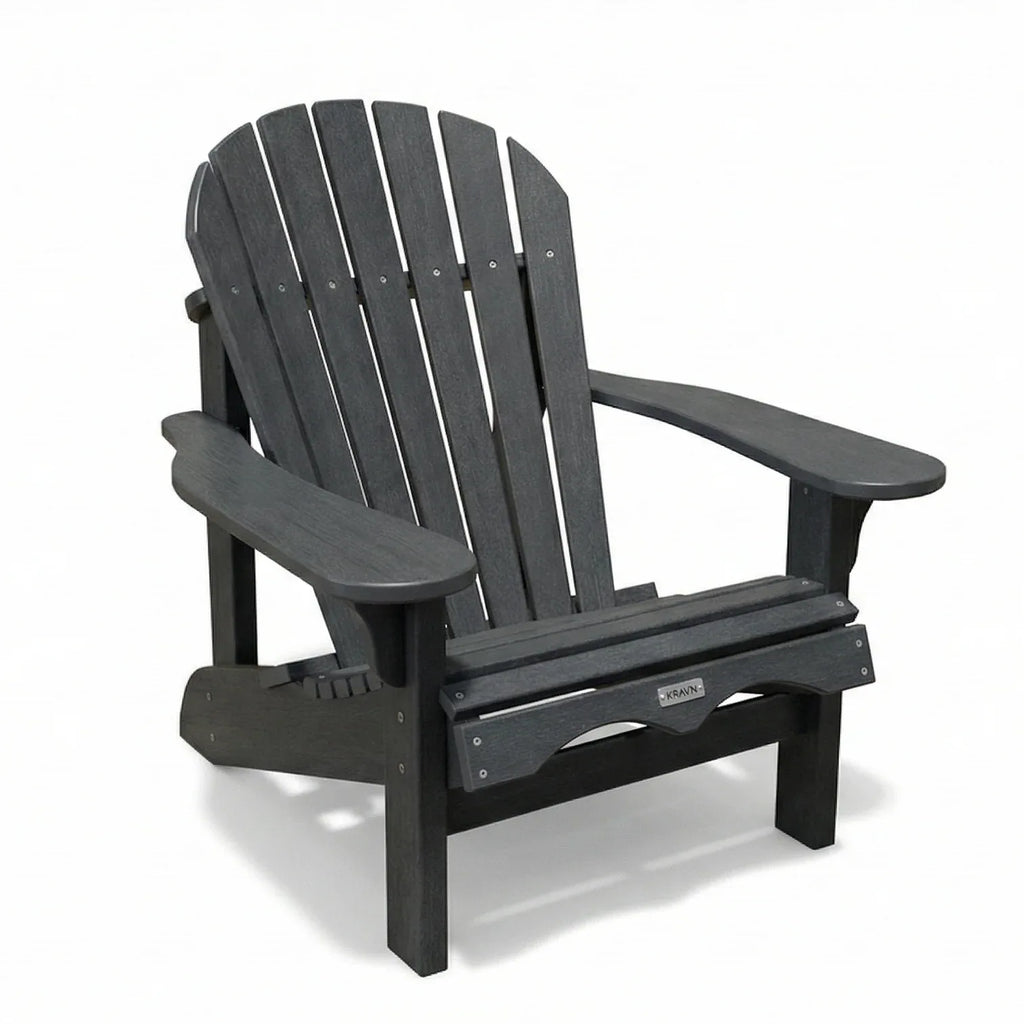 Grey Adirondack chair on a white background