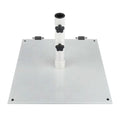 Umbrella steel base plate with cylindrical rod and adjustable knobs on a white background